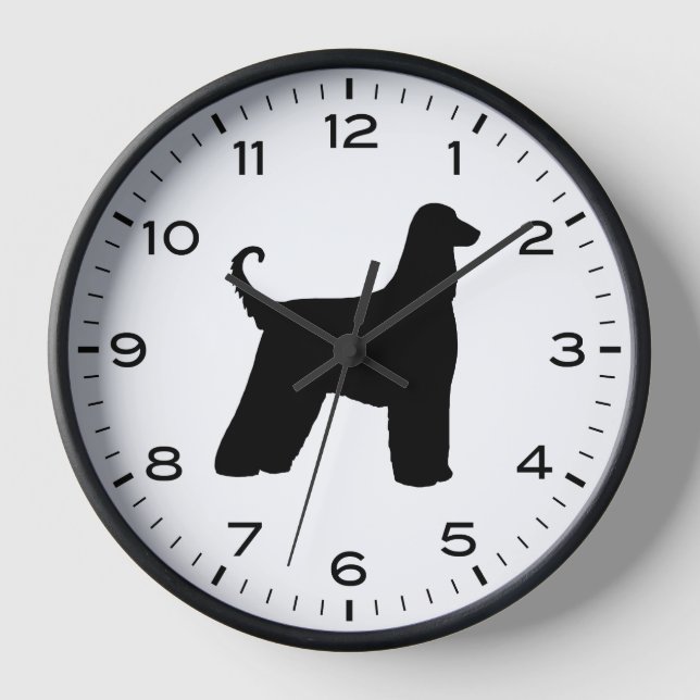 Afghan Hound Dog Breed Silhouette Clock (Front)