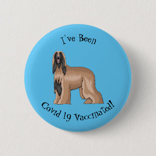 Afghan hound dog cartoon illustration 2 inch round button