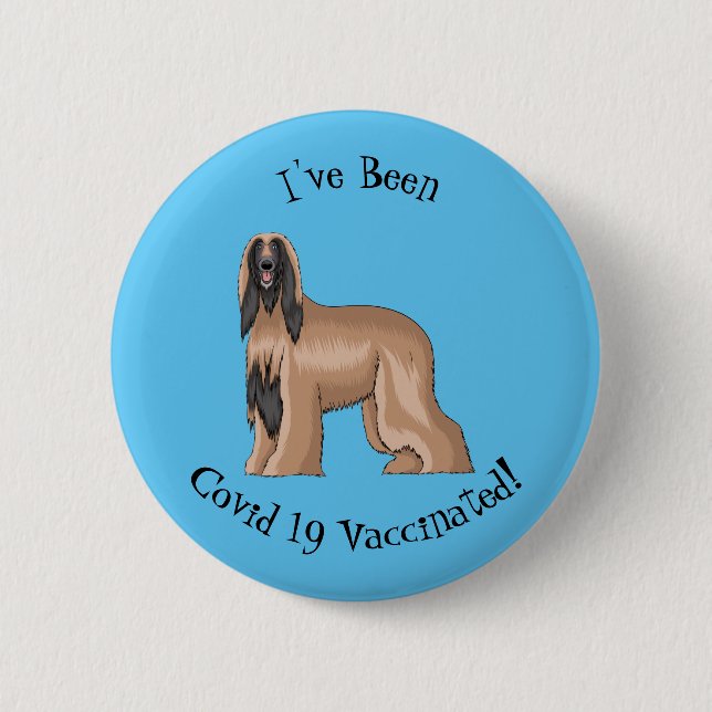 Afghan hound dog cartoon illustration  2 inch round button (Front)