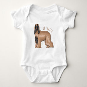 Afghan hound dog cartoon illustration baby bodysuit
