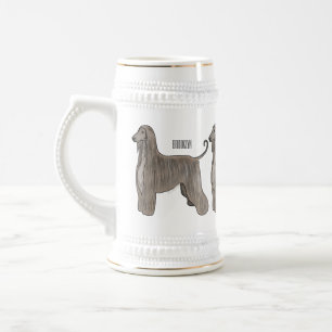Afghan hound dog cartoon illustration beer stein