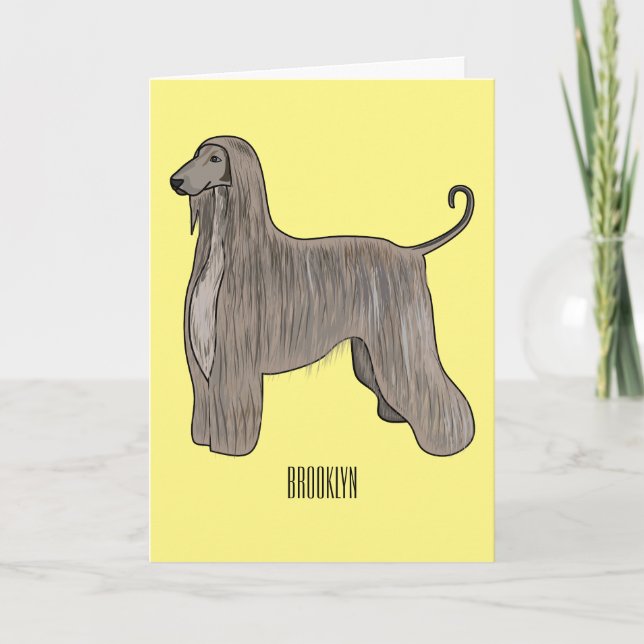 Afghan hound dog cartoon illustration  card (Front)