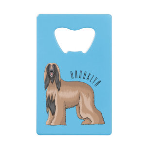 Afghan hound dog cartoon illustration credit card bottle opener