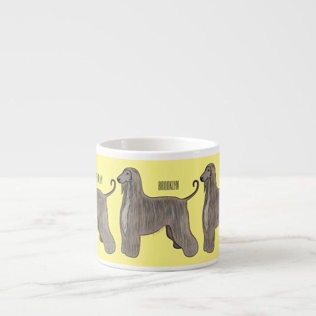 Afghan hound dog cartoon illustration  espresso cup (Front)