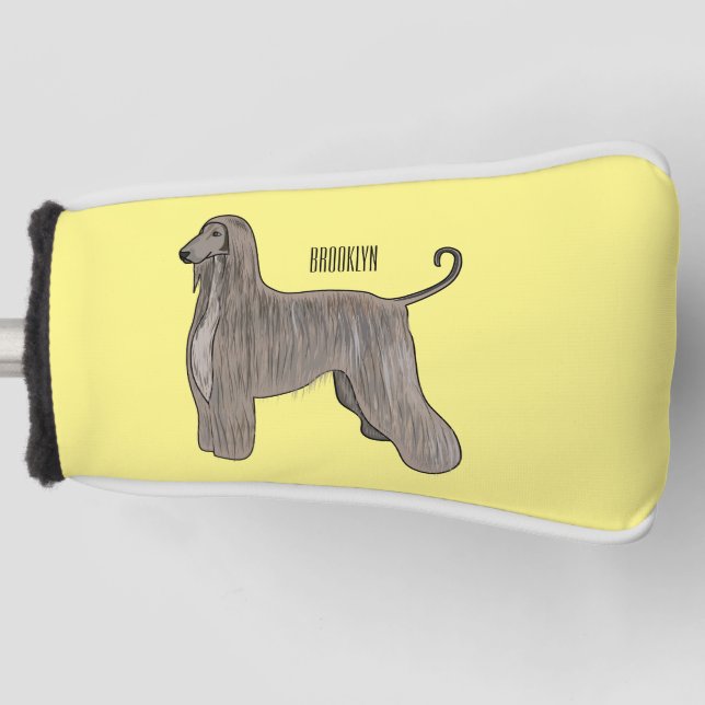 Afghan hound dog cartoon illustration  golf head cover (Front)