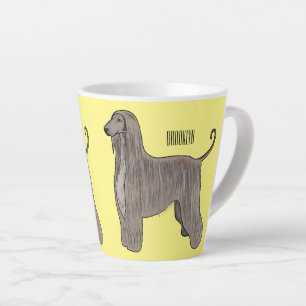 Afghan hound dog cartoon illustration latte mug