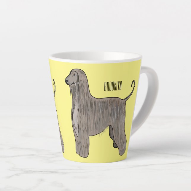 Afghan hound dog cartoon illustration  latte mug (Right Angle)