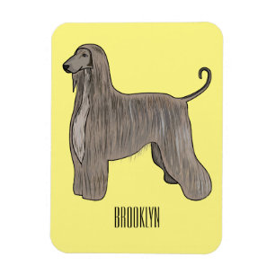 Afghan hound dog cartoon illustration magnet