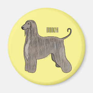 Afghan hound dog cartoon illustration magnet