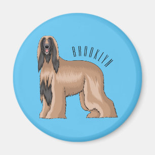 Afghan hound dog cartoon illustration magnet
