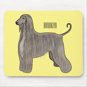 Afghan hound dog cartoon illustration  mouse pad