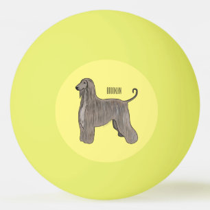 Afghan hound dog cartoon illustration  ping pong ball