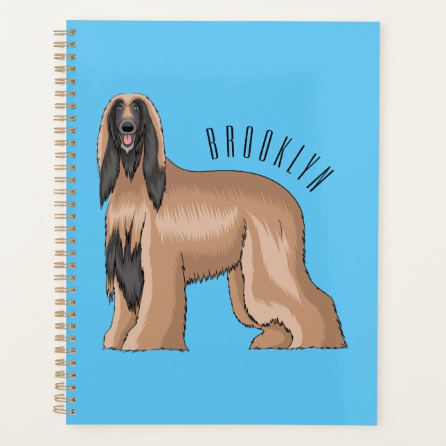 Afghan hound dog cartoon illustration  planner (Front)