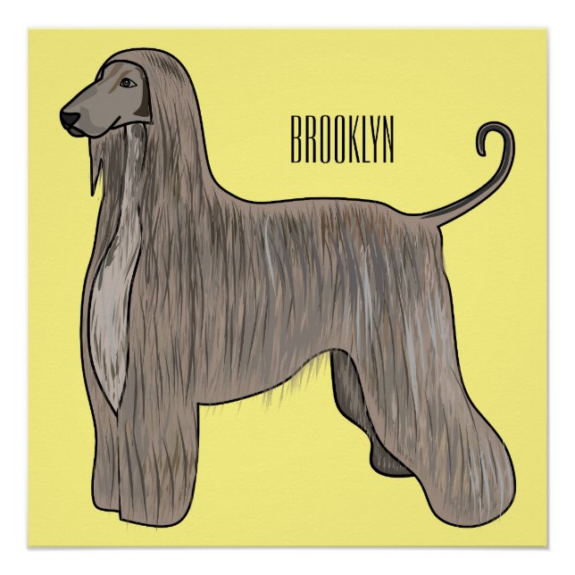 Afghan hound dog cartoon illustration  poster (Front)