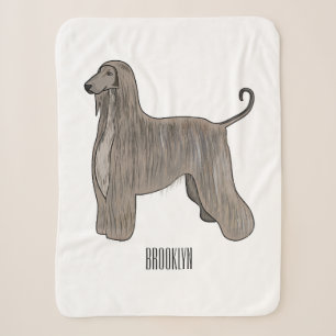 Afghan hound dog cartoon illustration sherpa blanket