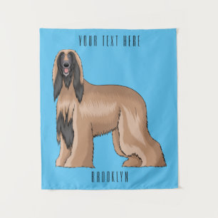 Afghan hound dog cartoon illustration tapestry