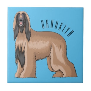 Afghan hound dog cartoon illustration tile