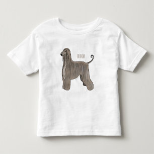 Afghan hound dog cartoon illustration toddler t-shirt