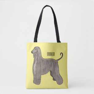 Afghan hound dog cartoon illustration tote bag