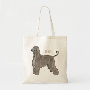 Afghan hound dog cartoon illustration tote bag