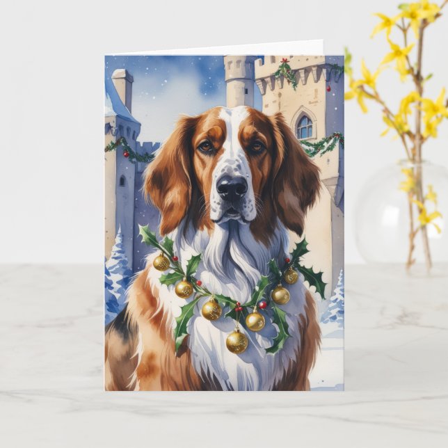 Afghan Hound Dog Christmas Greeting Card (Yellow Flower)