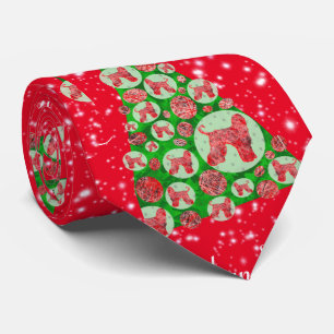 Afghan Hound Dog Christmas Tree Red Neck Tie