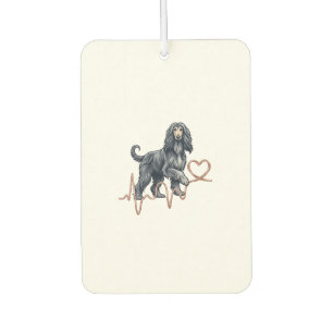 Afghan Hound Dog Heartbeat Line Heart Air Freshener