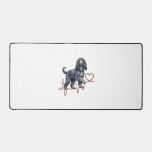 Afghan Hound Dog Heartbeat Line Heart Desk Mat