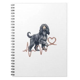 Afghan Hound Dog Heartbeat Line Heart Notebook