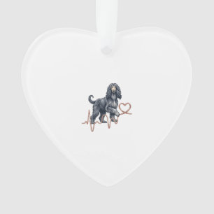Afghan Hound Dog Heartbeat Line Heart Ornament