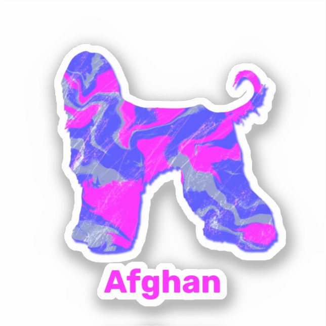 Afghan Hound Dog Hot Pink & Blue (Front)