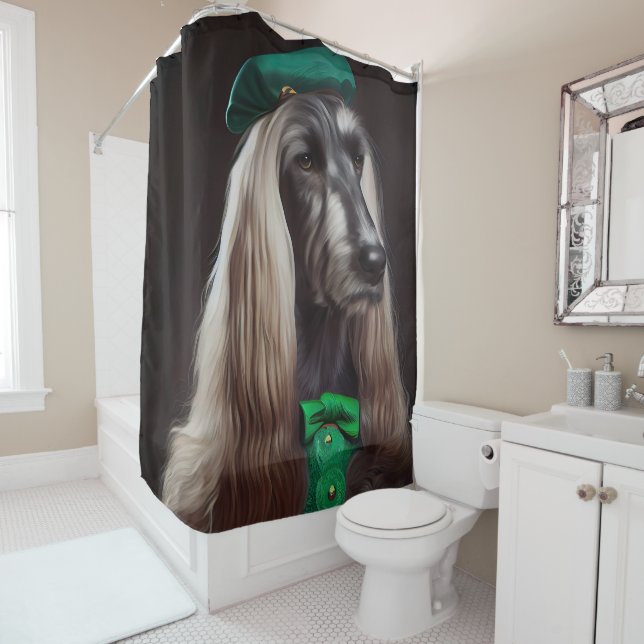 afghan hound dog in St. Patrick's Day Dress (In Situ)