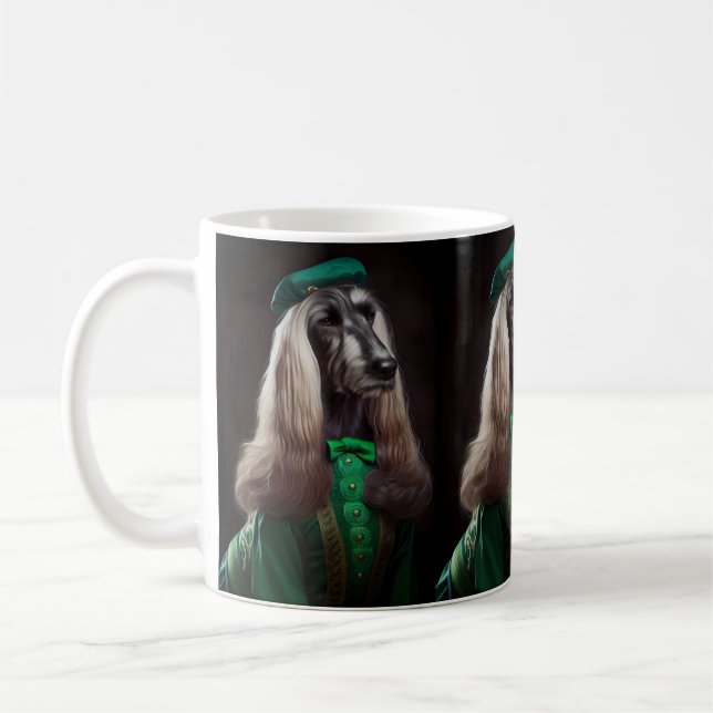 afghan hound dog in St. Patrick's Day Dress Coffee Mug (Left)