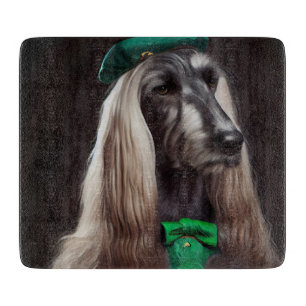 afghan hound dog in St. Patrick's Day Dress Cutting Board