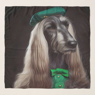 afghan hound dog in St. Patrick's Day Dress Scarf