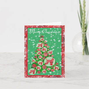 Afghan Hound Dog Merry Christmas Tree Holiday Card