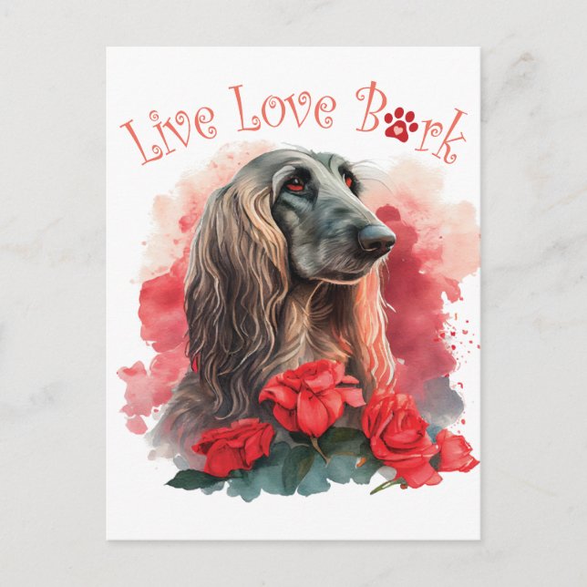 Afghan Hound Dog Mom Floral Postcard (Front)