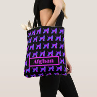 Afghan Hound Dog Pink Blue Silhouette Monogram