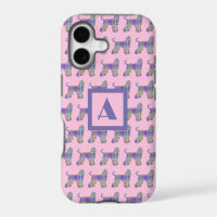 Afghan Hound Dog Pink & Purple Silhouette Monogram
