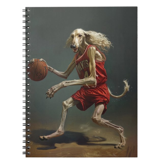 Afghan Hound Dog Playing Basketball Notebook (Front)
