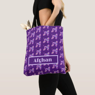 Afghan Hound Dog Purple Silhouette Personal Tote Bag