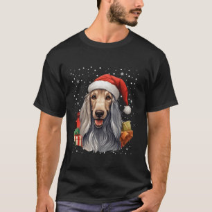 Afghan Hound Dog Santa Claus Hat Christmas Snow Xm T-Shirt