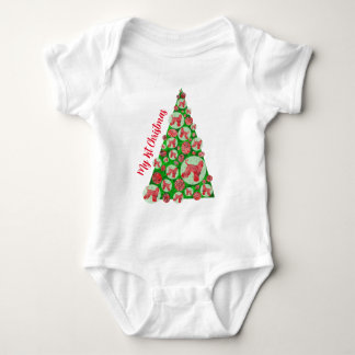 Afghan Hound Dog Silhouette Christmas Tree Red Baby Bodysuit