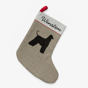 Afghan Hound Dog Silhouette Personalized Holiday Small Christmas Stocking