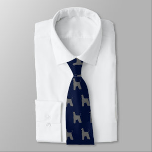 Afghan Hound Dog Silhouettes Pattern Blue Tie