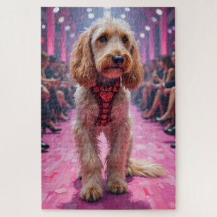 Afghan Hound Dog Valentine's Day Runway Fashion Jigsaw Puzzle