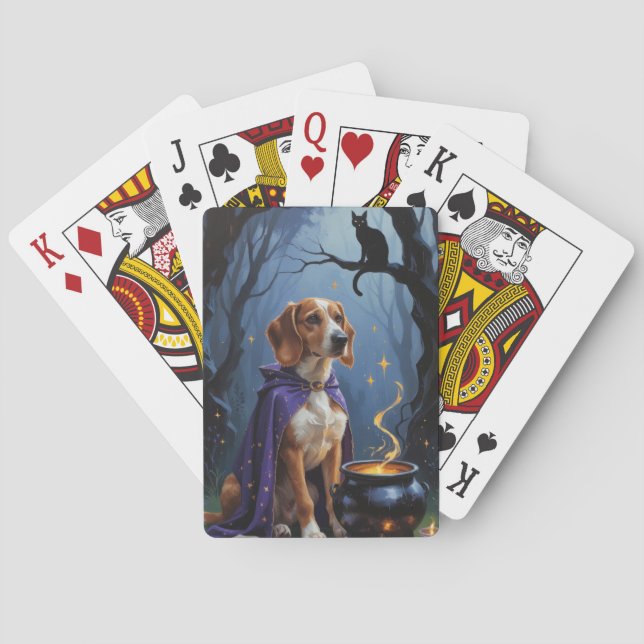 Afghan Hound Dog Whimsical Halloween Painting Playing Cards