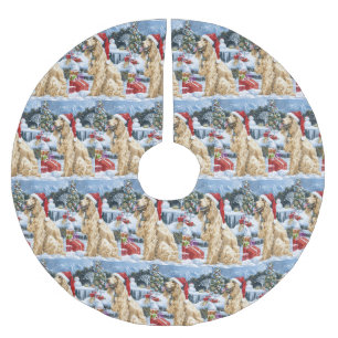 Afghan Hound Dog Winter Wonderland Christmas Joy Brushed Polyester Tree Skirt