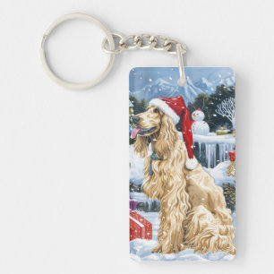 Afghan Hound Dog Winter Wonderland Christmas Joy  Keychain