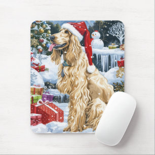 Afghan Hound Dog Winter Wonderland Christmas Joy Mouse Pad
